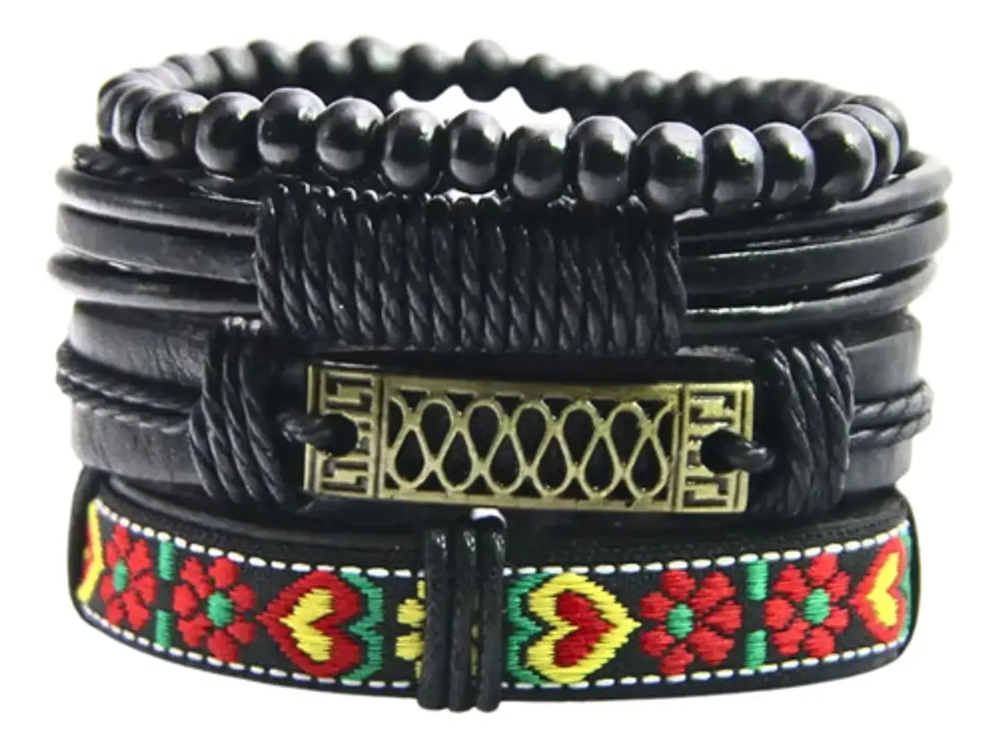 Pulsera Para Hombres Y Mujeres Con Multicapas Manillas Cuero 10