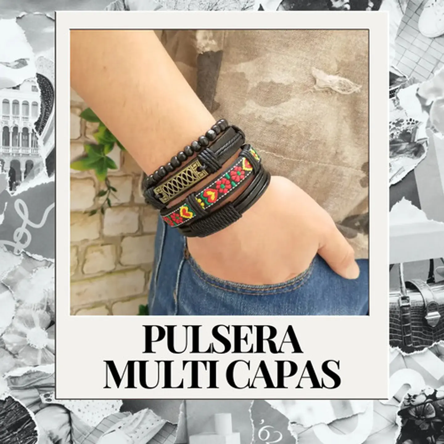Pulsera Para Hombres Y Mujeres Con Multicapas Manillas Cuero 13