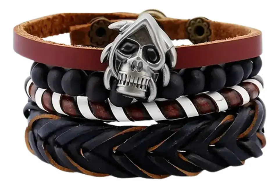 Pulsera Para Hombres Y Mujeres Con Multicapas Manillas Cuero 14