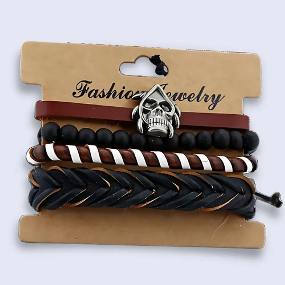 Pulsera Para Hombres Y Mujeres Con Multicapas Manillas Cuero 15