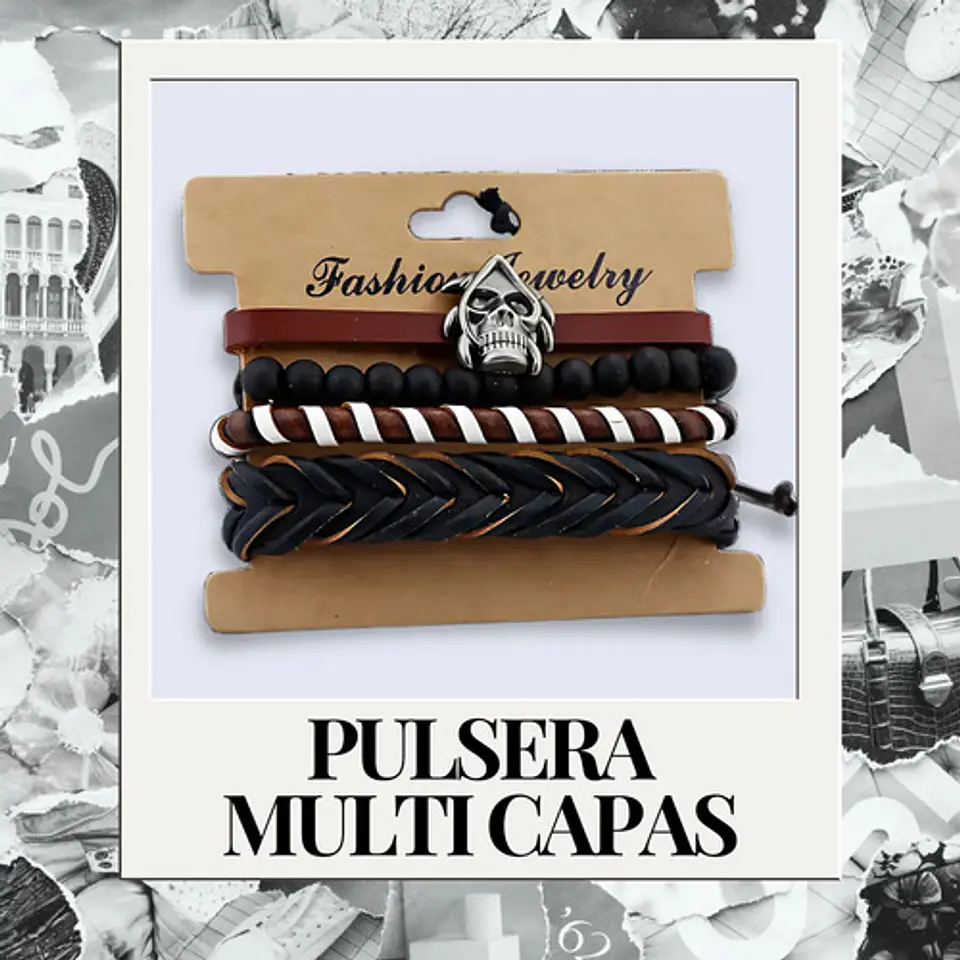 Pulsera Para Hombres Y Mujeres Con Multicapas Manillas Cuero 16