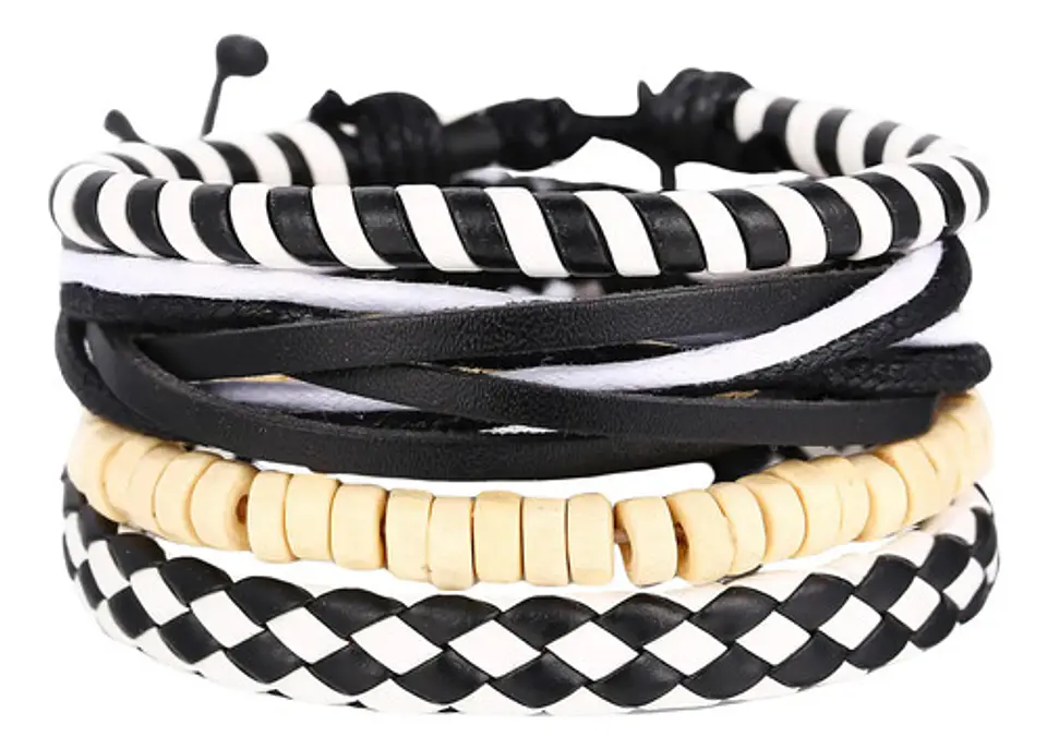 Pulsera Para Hombres Y Mujeres Con Multicapas Manillas Cuero 19