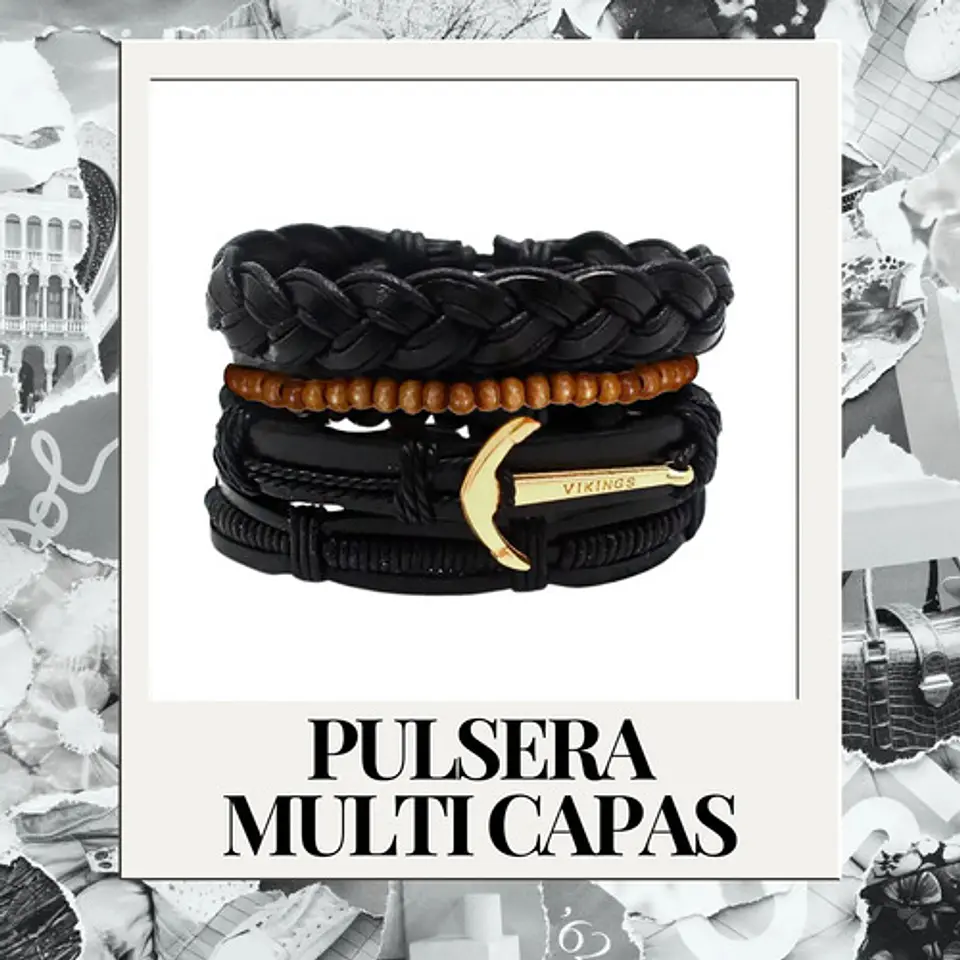 Pulsera Para Hombres Y Mujeres Con Multicapas Manillas Cuero 28