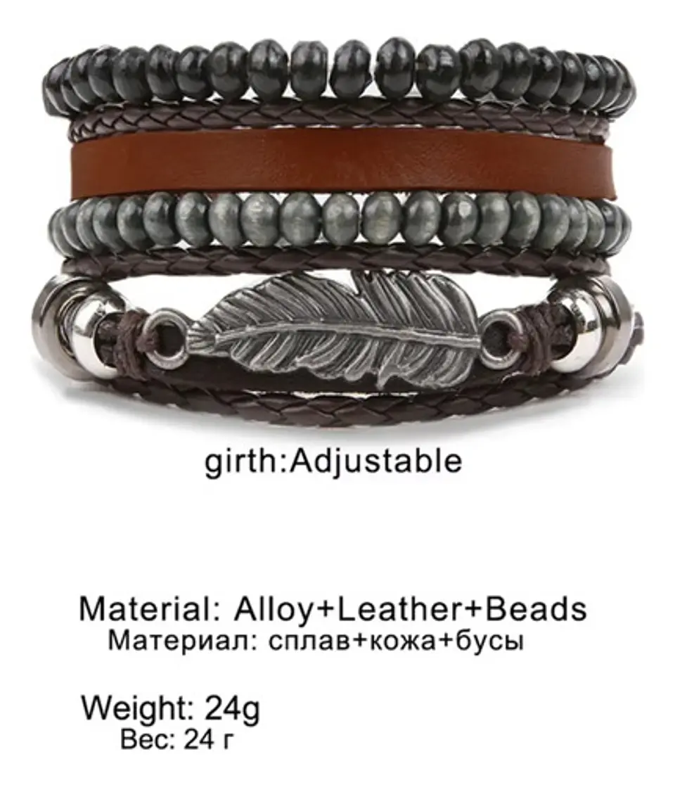 Pulsera Para Hombres Y Mujeres Con Multicapas Manillas Cuero 30