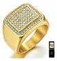 Anillo Para Hombre Hip Hop Clásico Pavé Piedras Color Oro - Miniatura 1