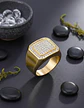 Anillo Para Hombre Hip Hop Clásico Pavé Piedras Color Oro - Miniatura 4