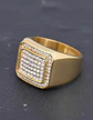 Anillo Para Hombre Hip Hop Clásico Pavé Piedras Color Oro - Miniatura 6