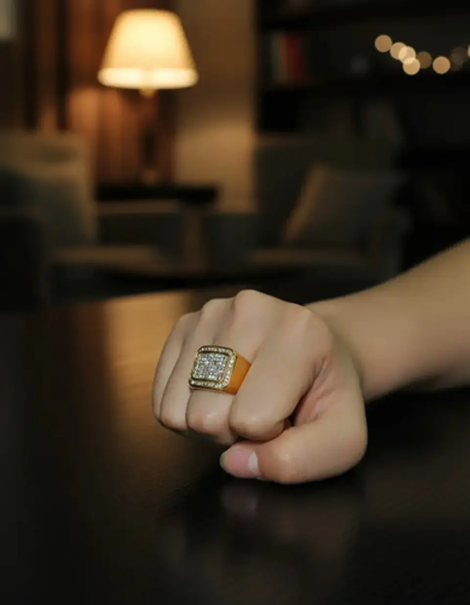 Anillo Para Hombre Hip Hop Clásico Pavé Piedras Color Oro 10