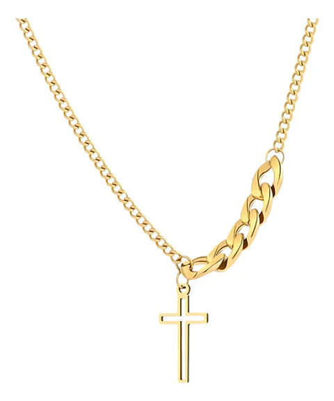 Collar En Acero Para Hombre Y Mujer Dije Cruz Cadena Cubana