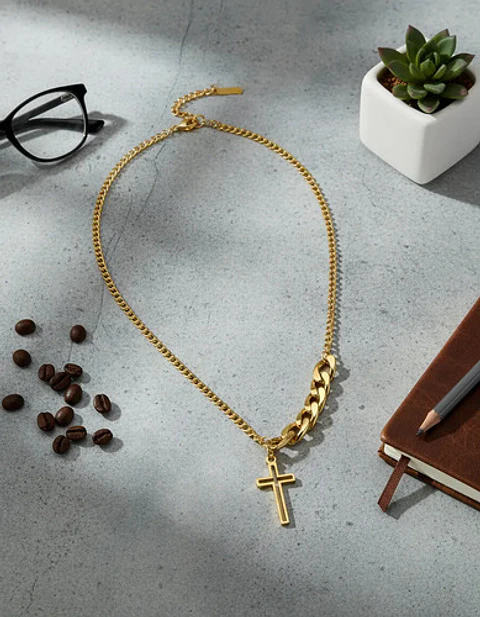 Collar En Acero Para Hombre Y Mujer Dije Cruz Cadena Cubana
