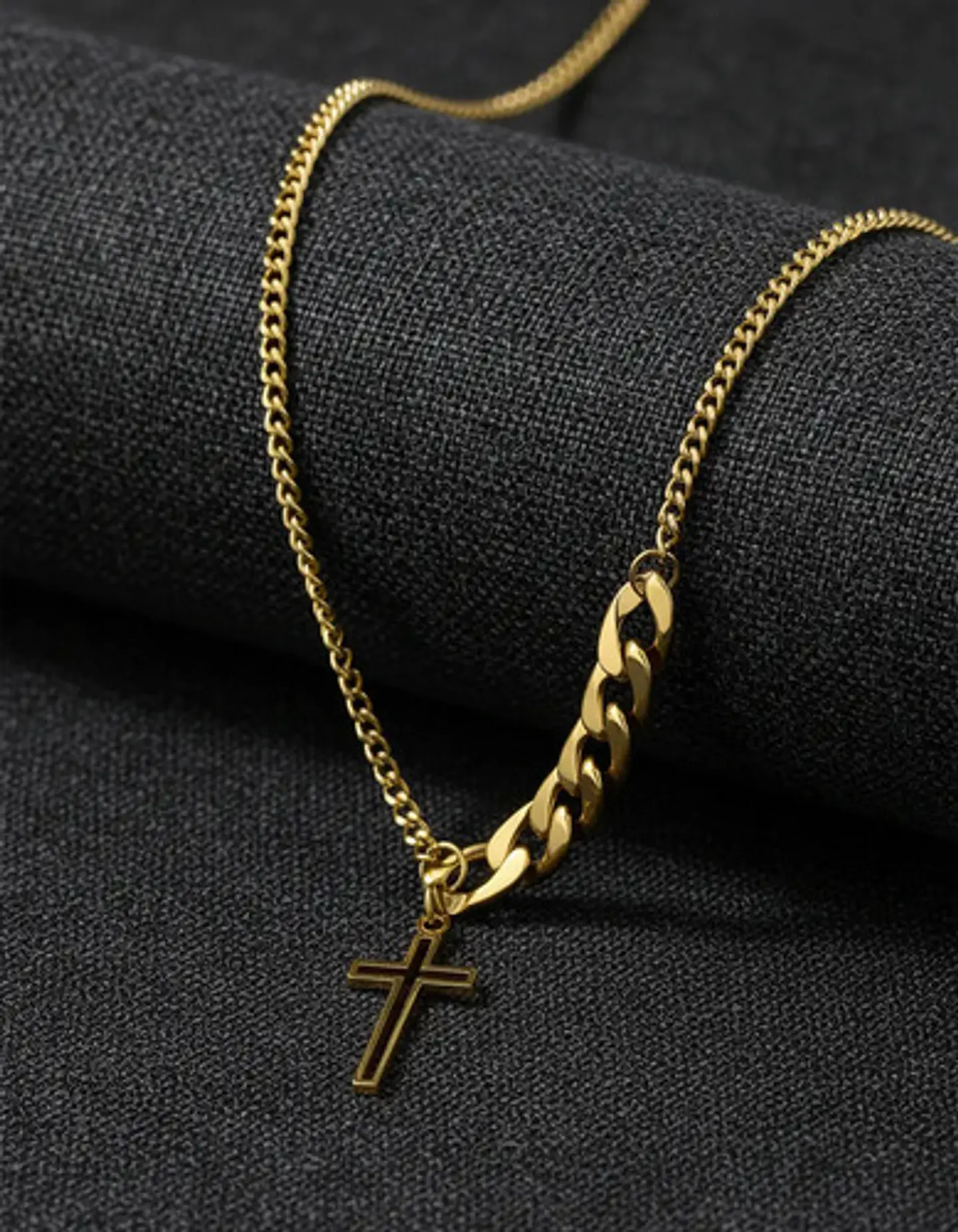 Collar En Acero Para Hombre Y Mujer Dije Cruz Cadena Cubana 5