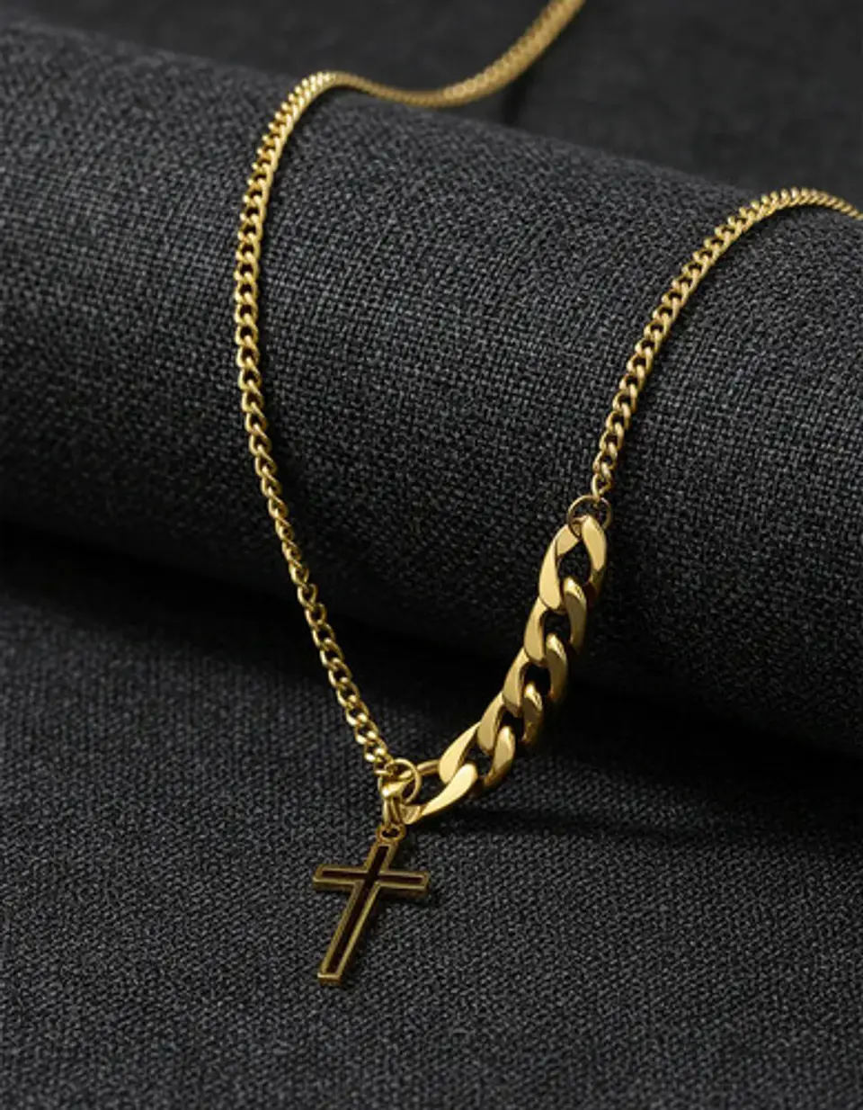 Collar En Acero Para Hombre Y Mujer Dije Cruz Cadena Cubana 5
