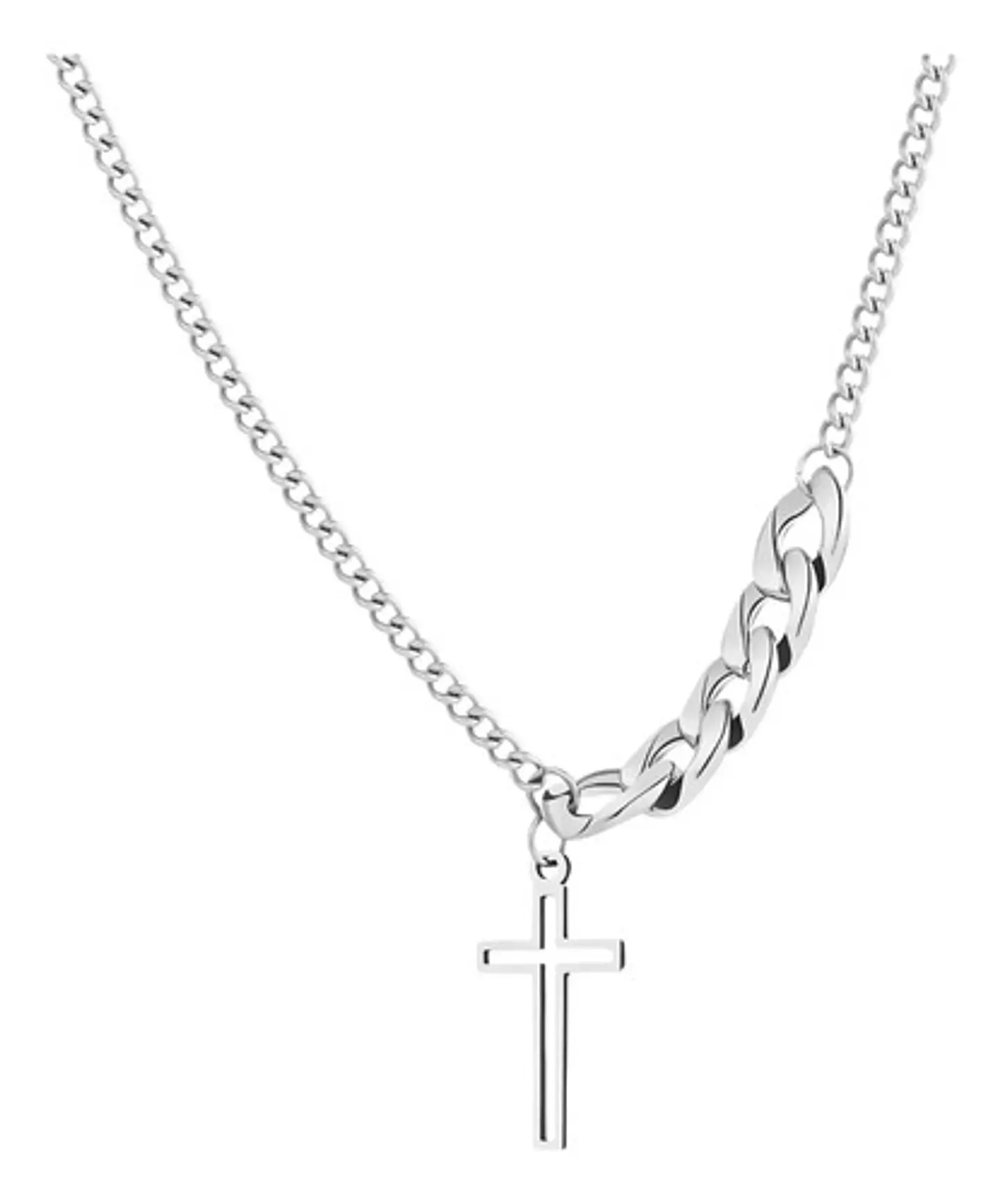 Collar En Acero Para Hombre Y Mujer Dije Cruz Cadena Cubana 9