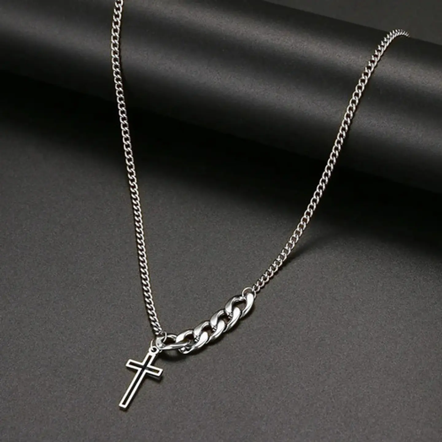 Collar En Acero Para Hombre Y Mujer Dije Cruz Cadena Cubana 11