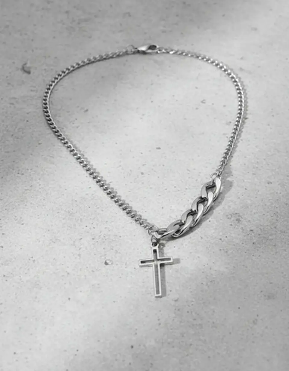 Collar En Acero Para Hombre Y Mujer Dije Cruz Cadena Cubana 13