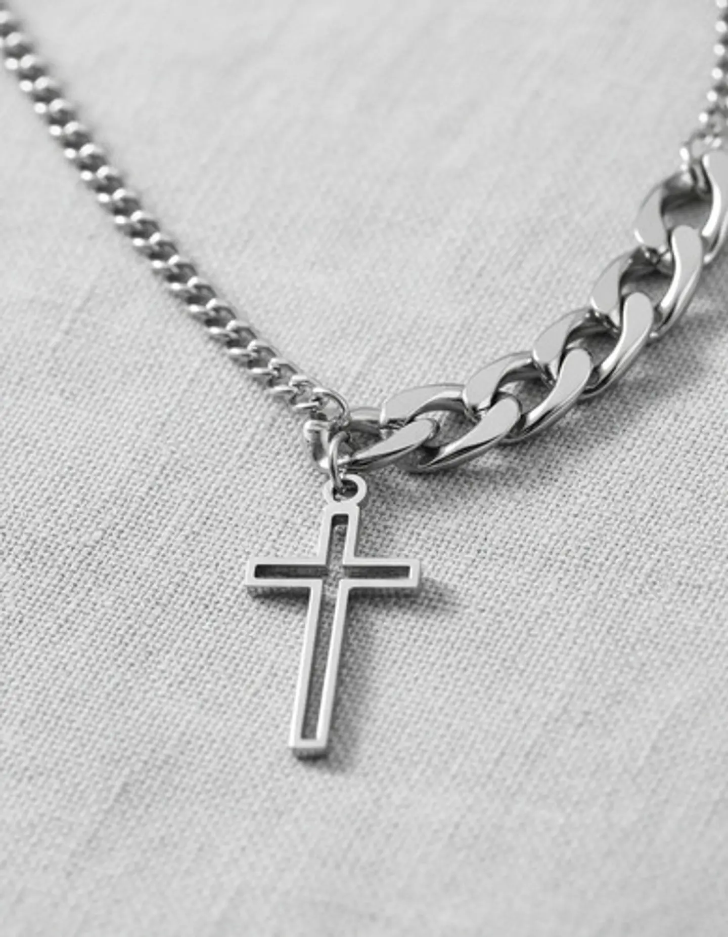 Collar En Acero Para Hombre Y Mujer Dije Cruz Cadena Cubana 15