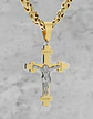 Gran Collar Para Hombres Dije Cruz Jesus De Acero Color Oro - Miniatura 2