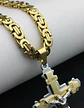 Gran Collar Para Hombres Dije Cruz Jesus De Acero Color Oro - Miniatura 5