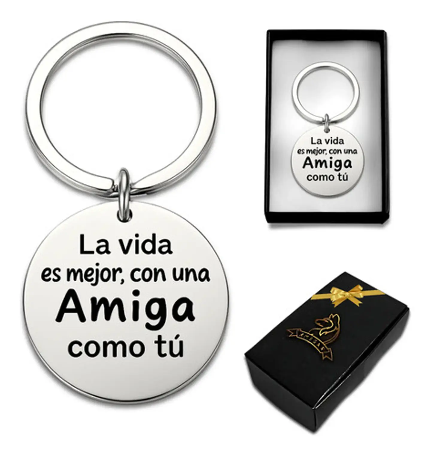 Llavero De Acero Amiga Frase Grabada  Vida Es Mejor Contigo  1