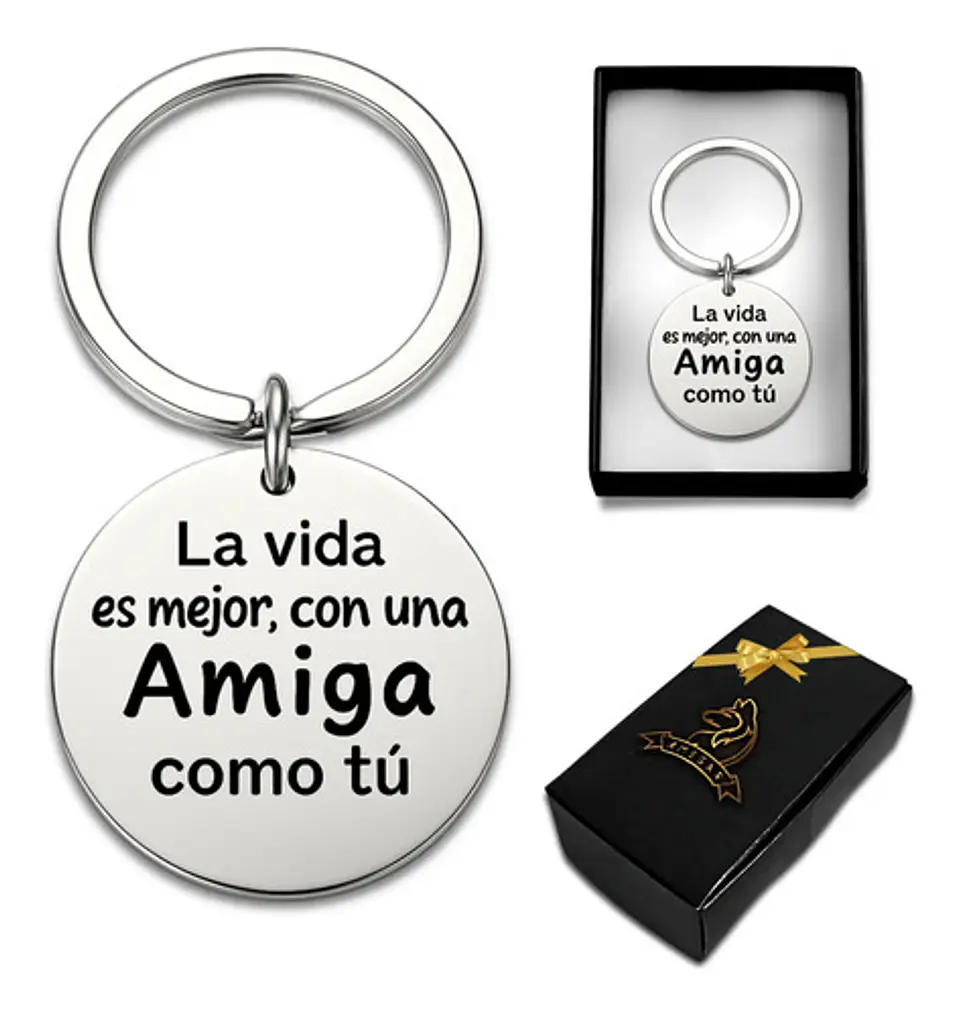Llavero De Acero Amiga Frase Grabada  Vida Es Mejor Contigo  1