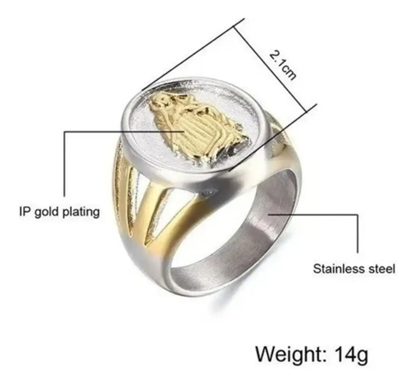 Anillo Para Hombre Mujer Estilo Religioso Virgen Guadalupe 2