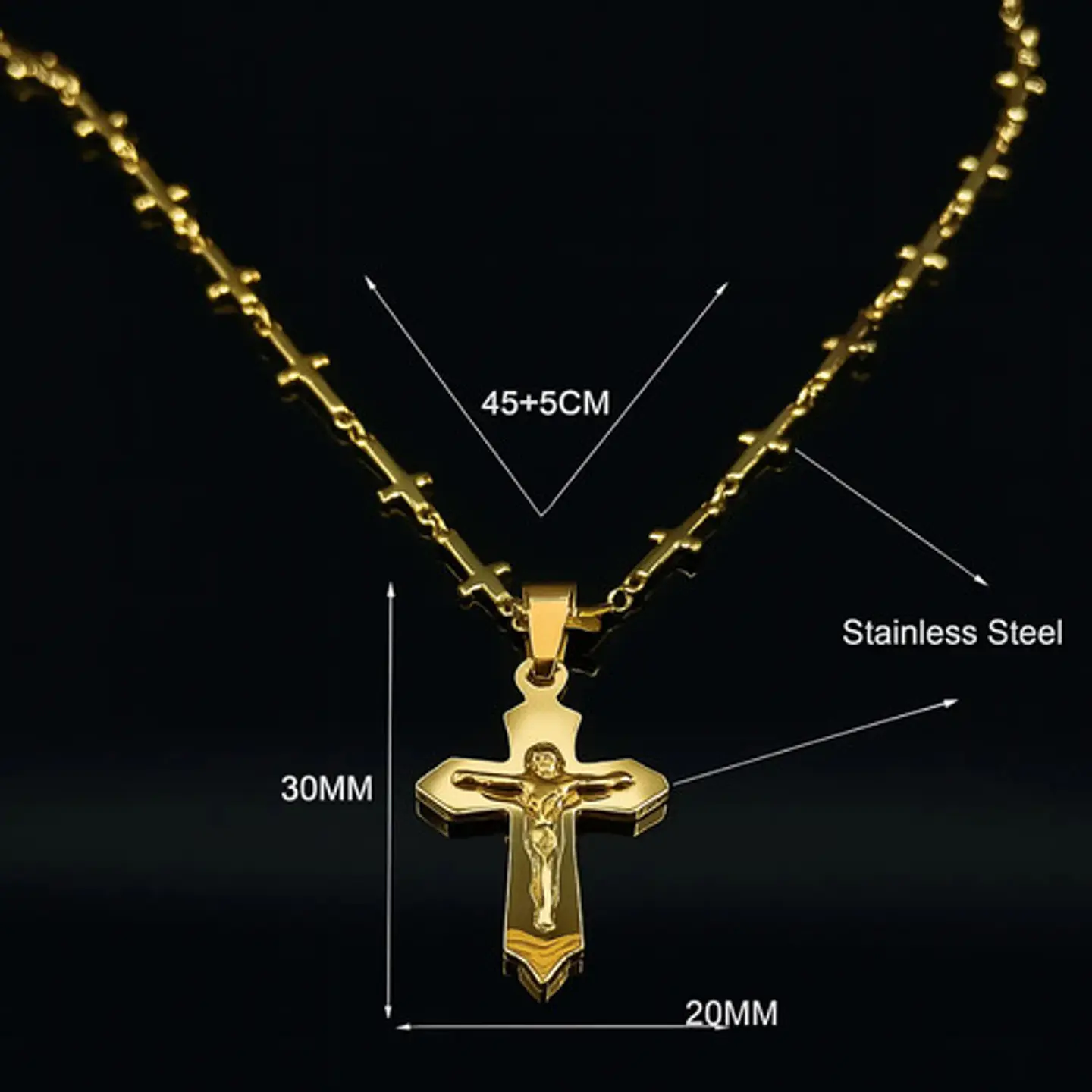 Collar Para Mujeres Dije Cruz Cadena Cruces Acero Color Oro 10