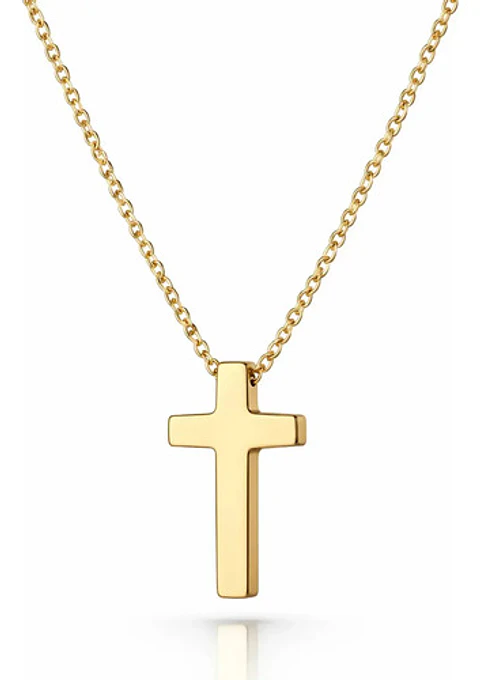 Collar Para Mujeres Dije Minimalista Cruz Acero De Color Oro