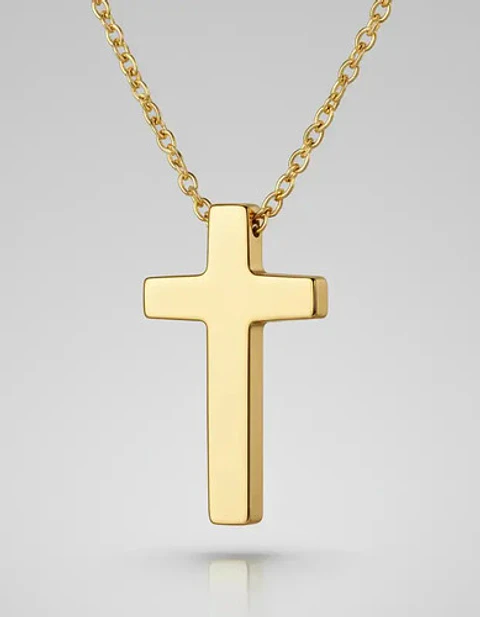Collar Para Mujeres Dije Minimalista Cruz Acero De Color Oro