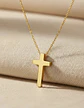 Collar Para Mujeres Dije Minimalista Cruz Acero De Color Oro - Miniatura 3