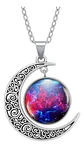 Collar Para Mujeres Con Dije Luna Galaxia Universo Nebulosa - Miniatura 1
