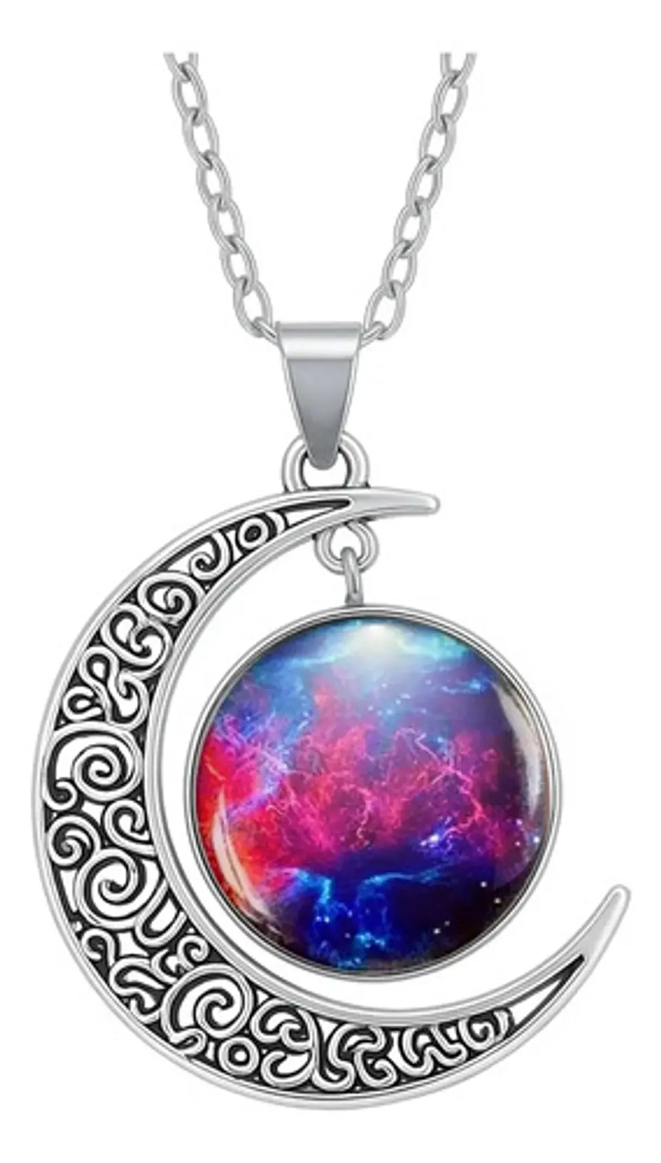 Collar Para Mujeres Con Dije Luna Galaxia Universo Nebulosa 1