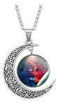 Collar Para Mujeres Con Dije Luna Galaxia Universo Nebulosa - Miniatura 8
