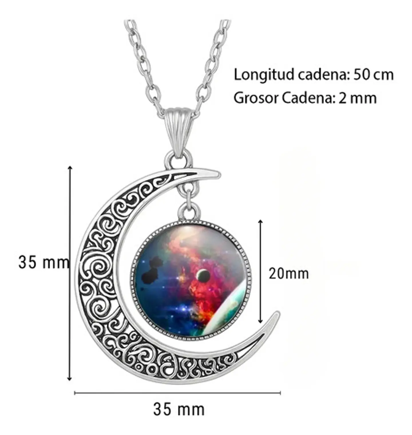 Collar Para Mujeres Con Dije Luna Galaxia Universo Nebulosa 9
