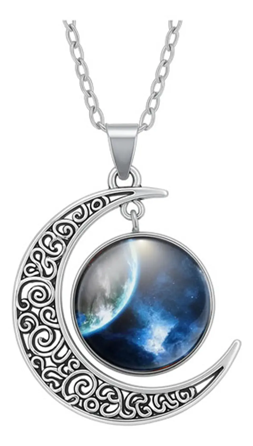 Collar Para Mujeres Con Dije Luna Galaxia Universo Nebulosa 16