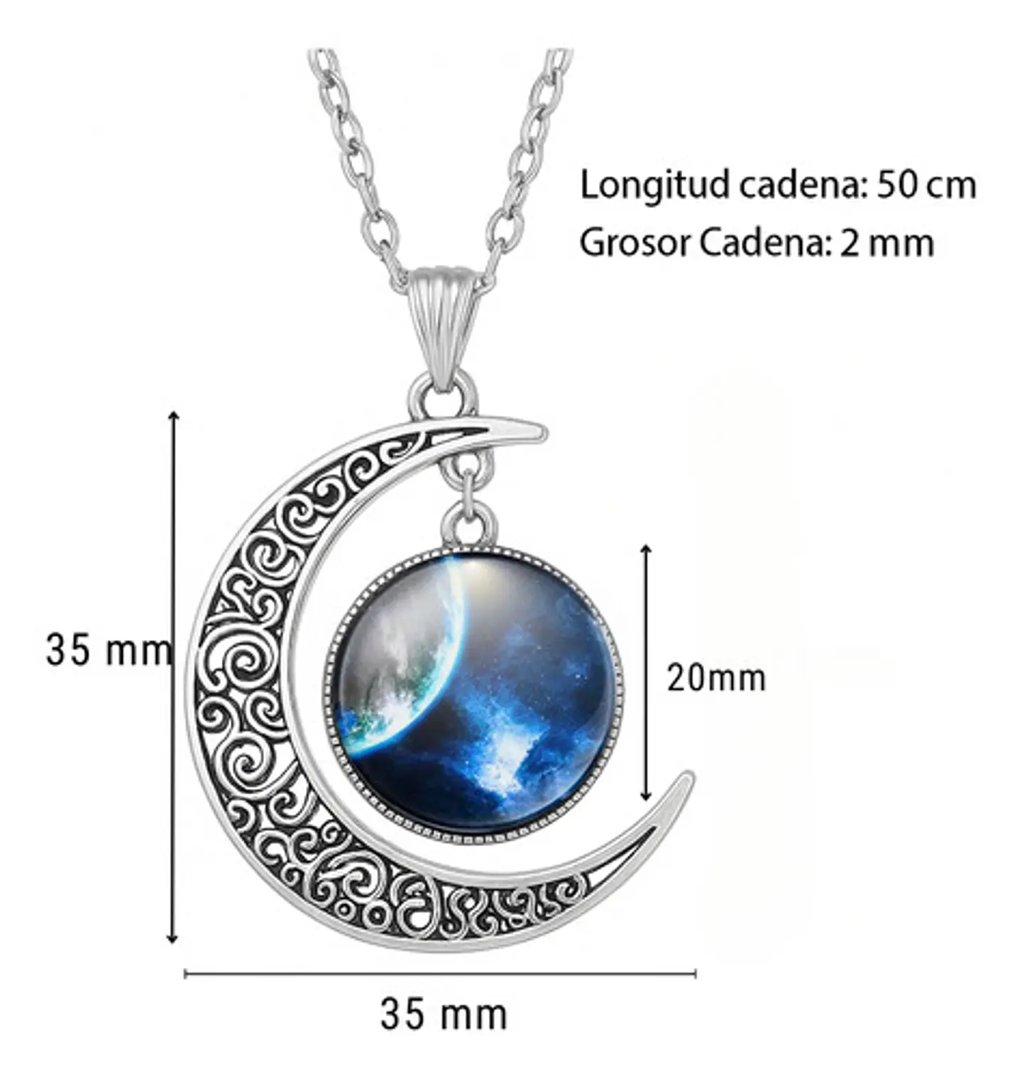 Collar Para Mujeres Con Dije Luna Galaxia Universo Nebulosa 17