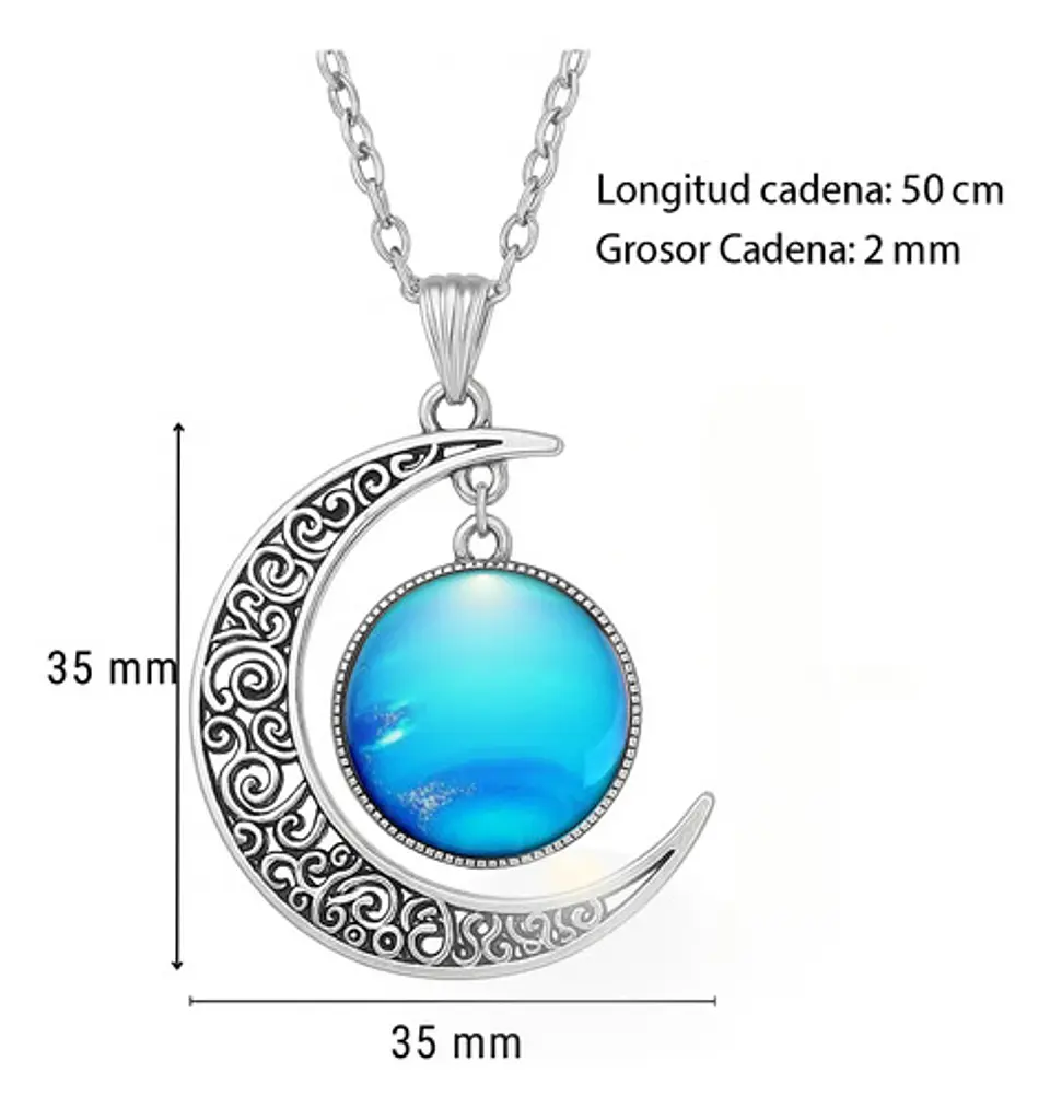 Collar Para Mujeres Con Dije Luna Galaxia Universo Nebulosa 24