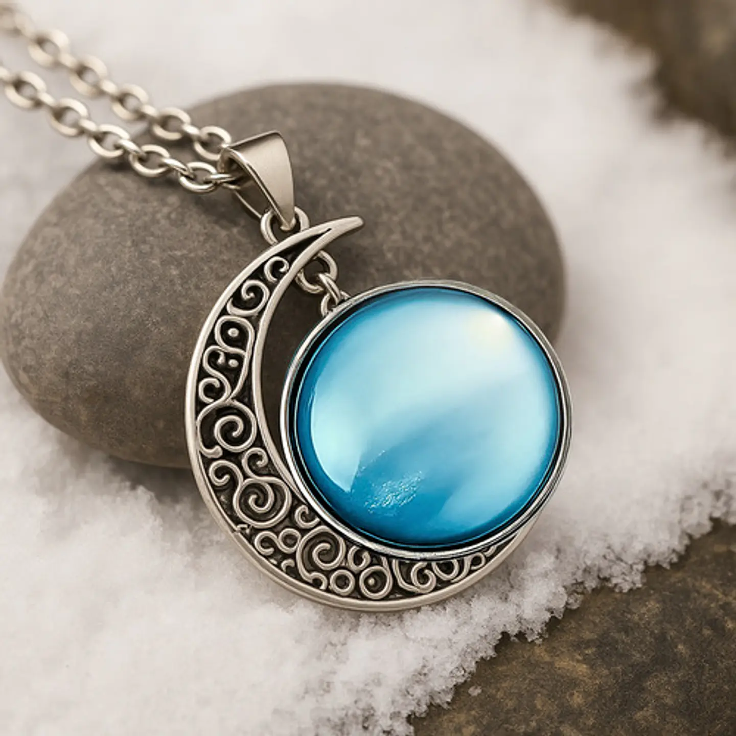 Collar Para Mujeres Con Dije Luna Galaxia Universo Nebulosa 25