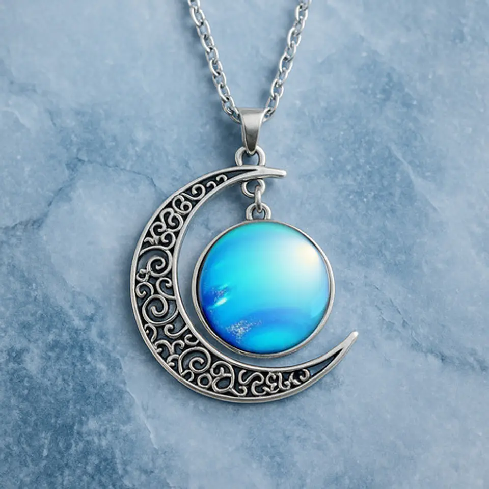 Collar Para Mujeres Con Dije Luna Galaxia Universo Nebulosa 27