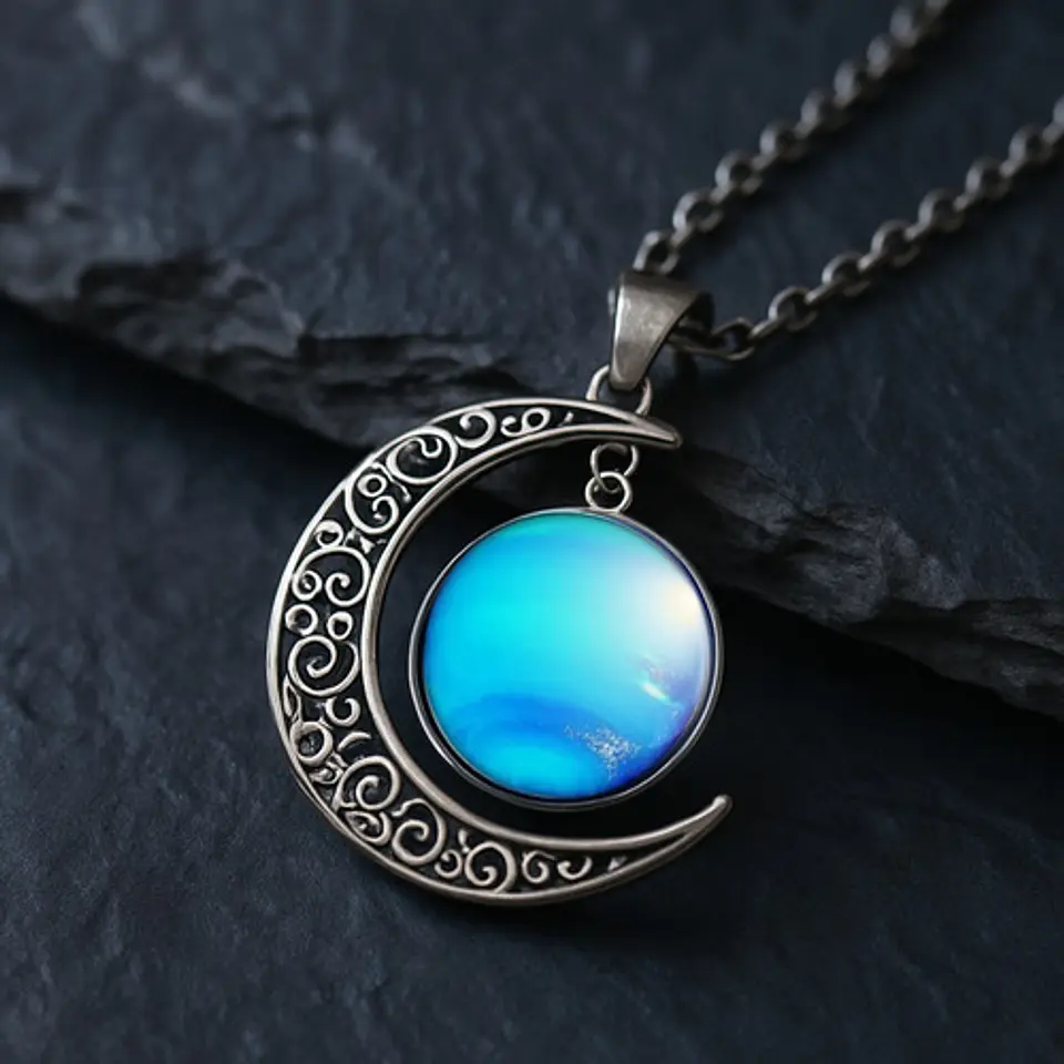 Collar Para Mujeres Con Dije Luna Galaxia Universo Nebulosa 28