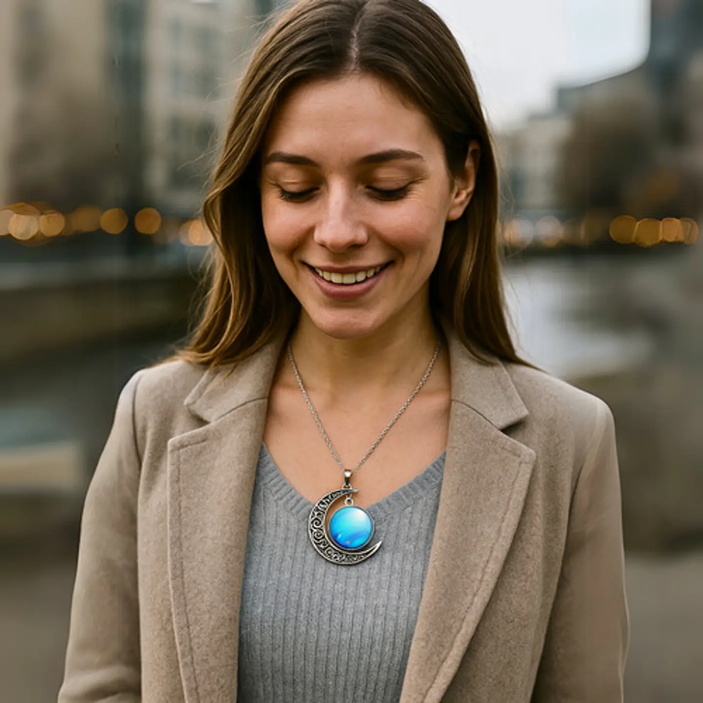 Collar Para Mujeres Con Dije Luna Galaxia Universo Nebulosa 30