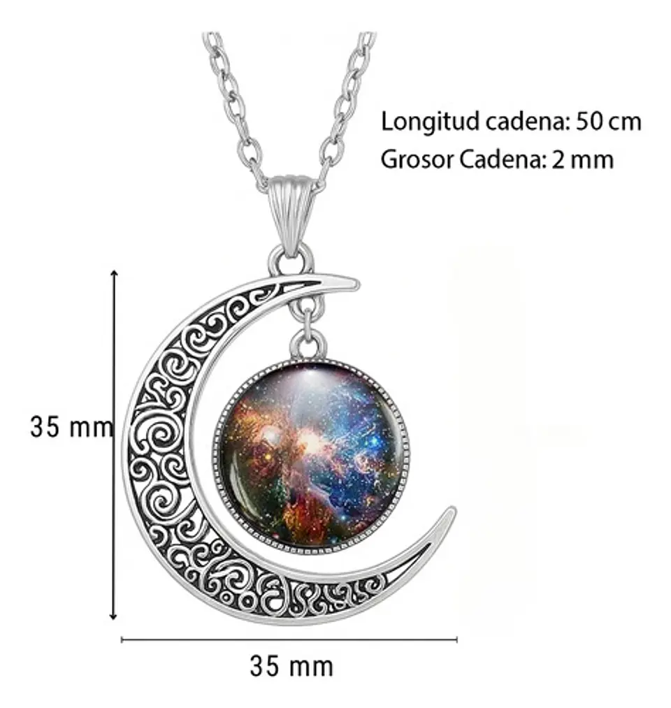Collar Para Mujeres Con Dije Luna Galaxia Universo Nebulosa 32