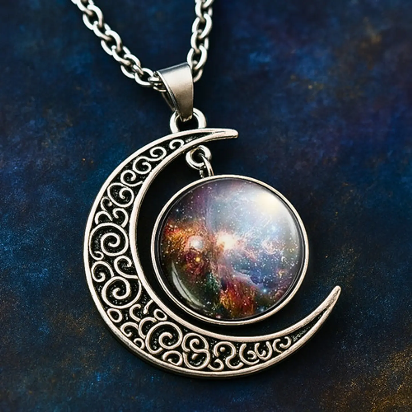 Collar Para Mujeres Con Dije Luna Galaxia Universo Nebulosa 36
