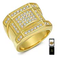 Anillo Para Hombre Con Piedra Azul Zircon Cz Acero Color Oro - Miniatura 1