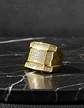 Anillo Para Hombre Con Piedra Azul Zircon Cz Acero Color Oro - Miniatura 3