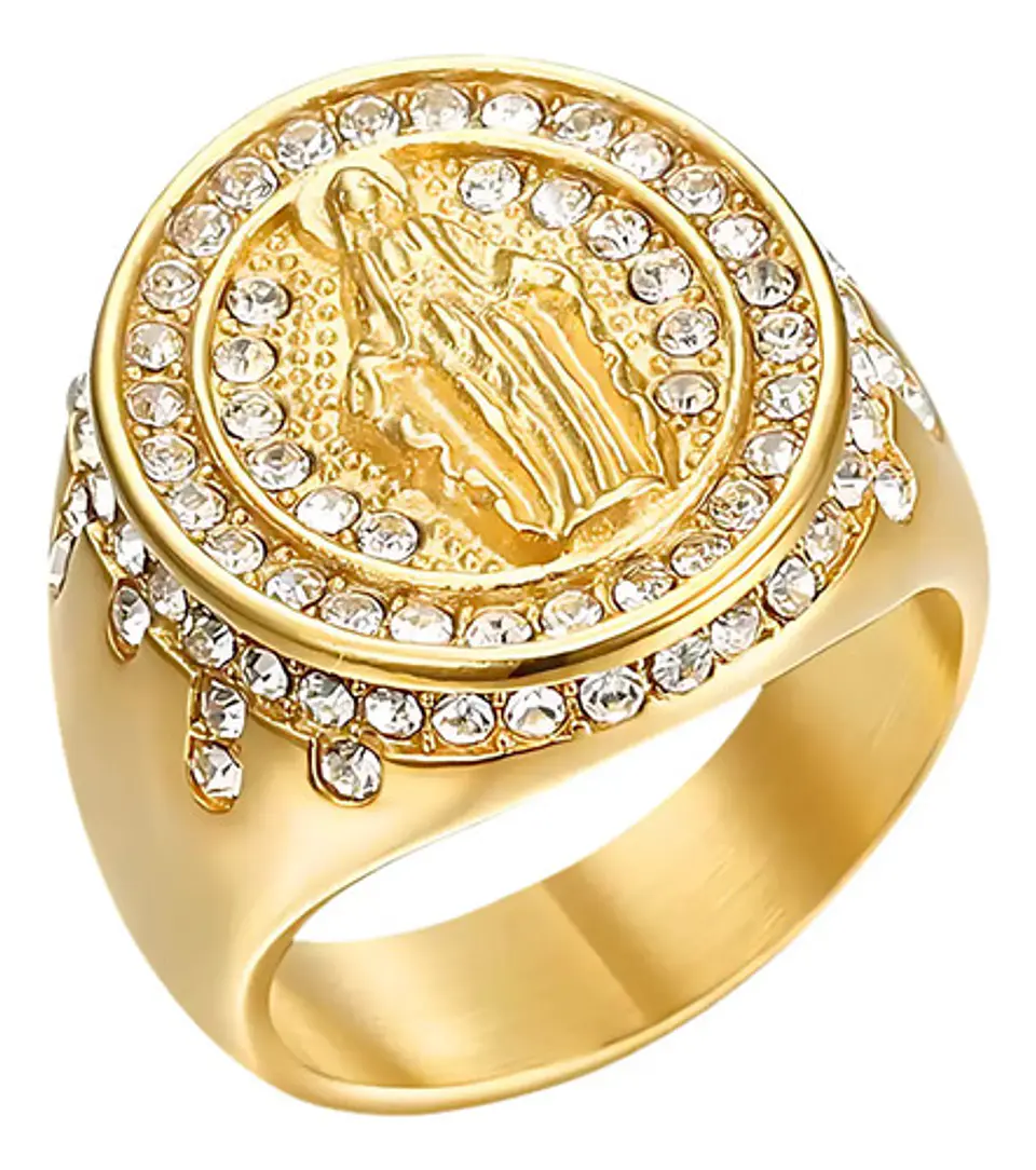 Anillo Virgen María Para Hombre Mujer De Color Oro Y Piedras 1