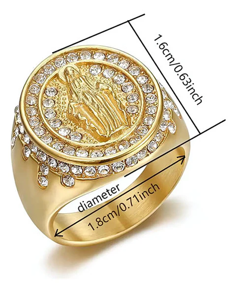 Anillo Virgen María Para Hombre Mujer De Color Oro Y Piedras