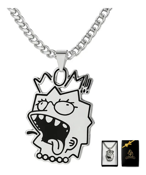 Collar Hombre Mujer Dije Lisa Street Irreverente Color Plata