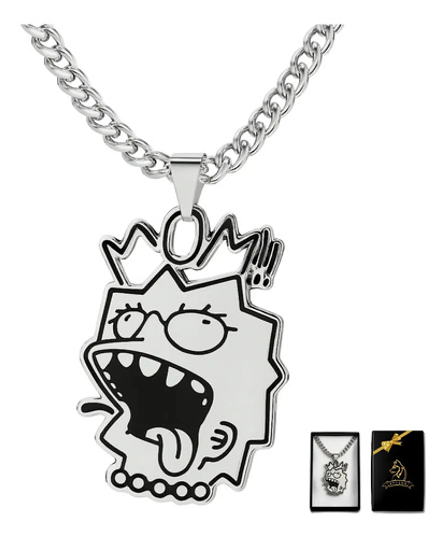 Collar Hombre Mujer Dije Lisa Street Irreverente Color Plata 1