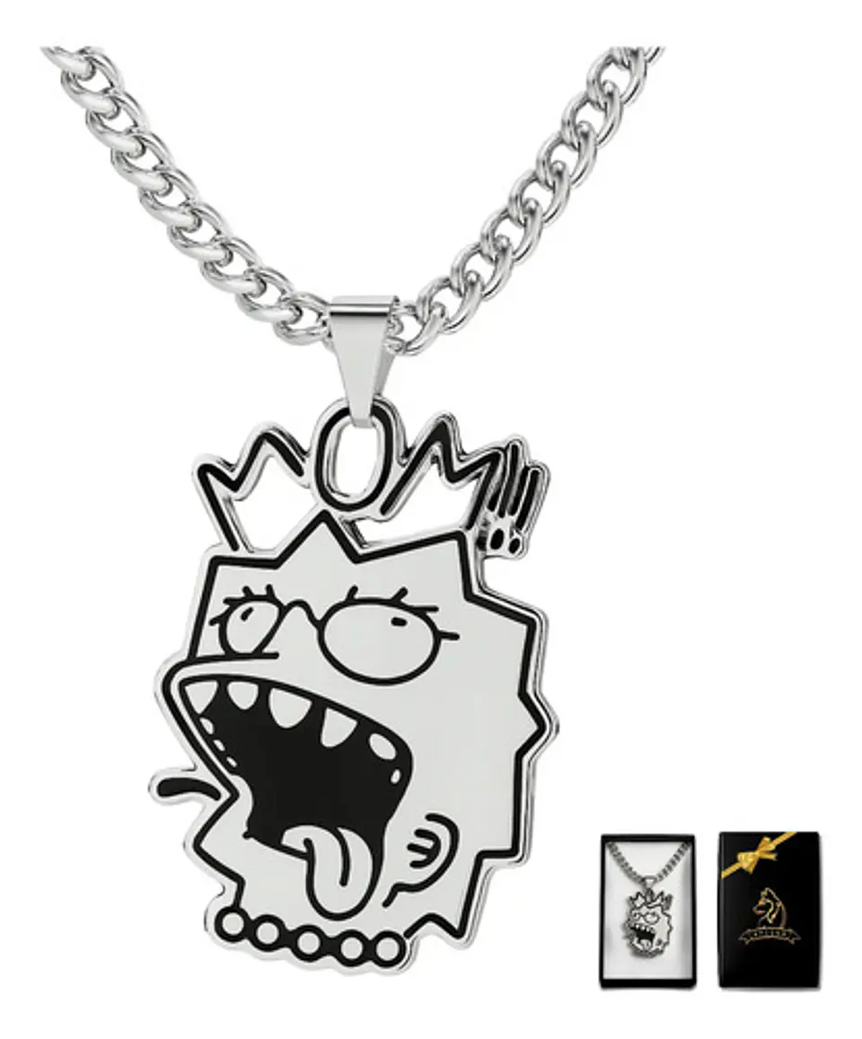 Collar Hombre Mujer Dije Lisa Street Irreverente Color Plata 1