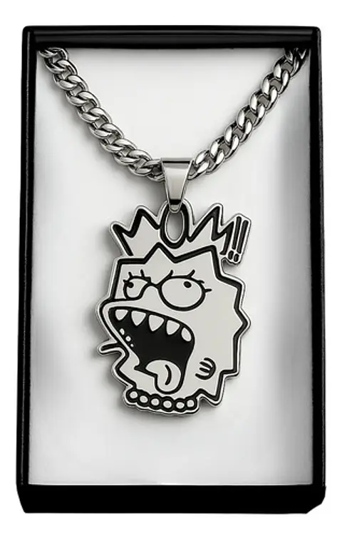 Collar Hombre Mujer Dije Lisa Street Irreverente Color Plata